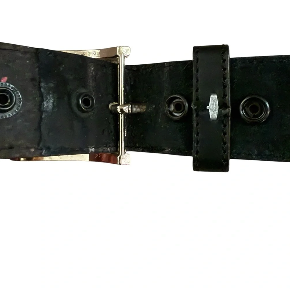 Punk Rock Skull Iron Cross Y2K Goth Black Belt Removable Buckle Edgy Size 34-36 - Picture 9 of 13